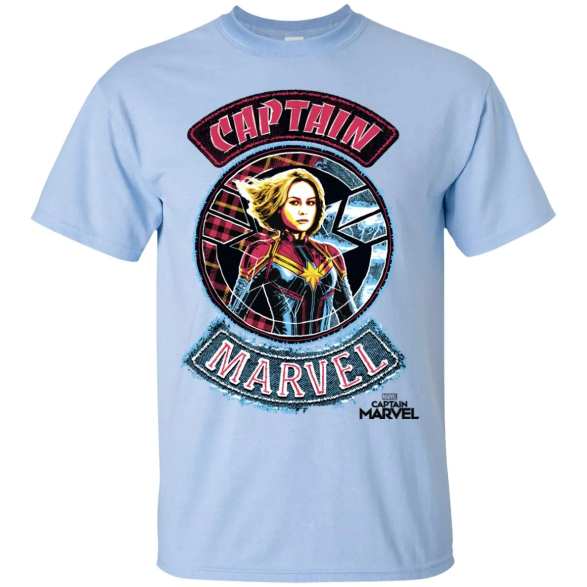 Captain Marvel Stitched Patched Portrait Men Cotton T-Shirt
