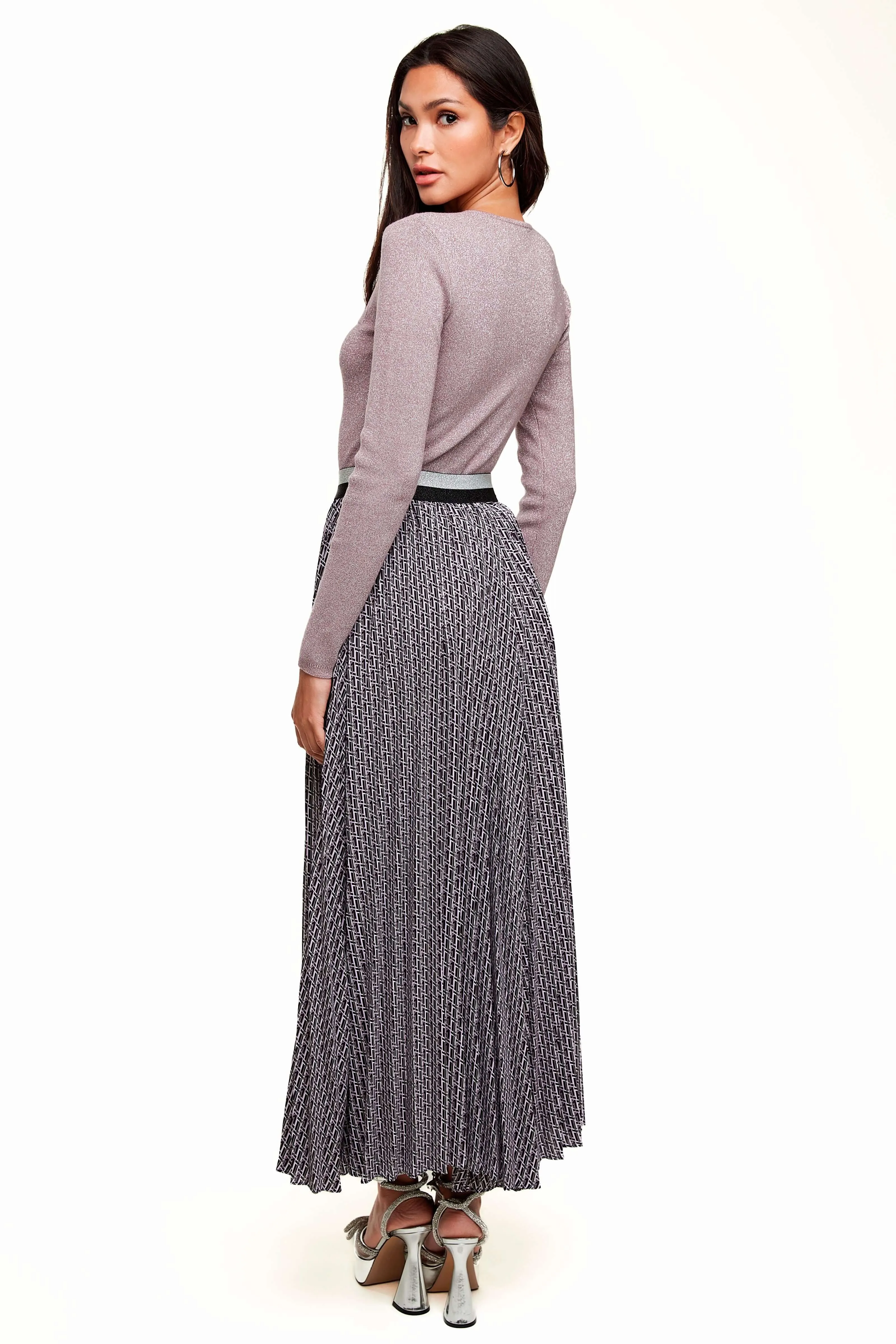 ELASTIC WAIST PLEATED MAXI SKIRT