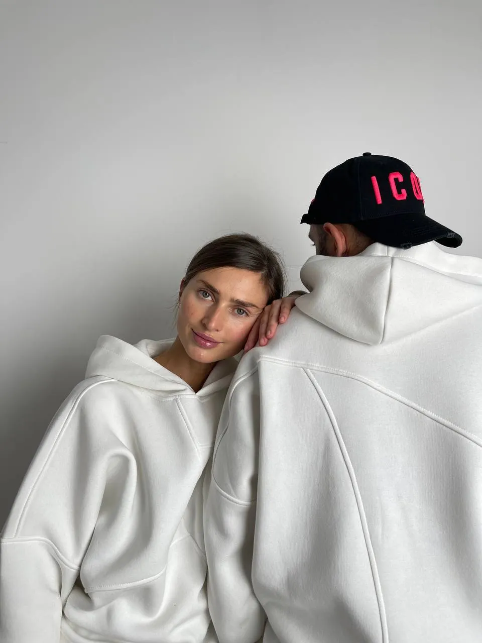Family Look Suit Color White with Gray Women's Tracksuit Men's Tracksuit
