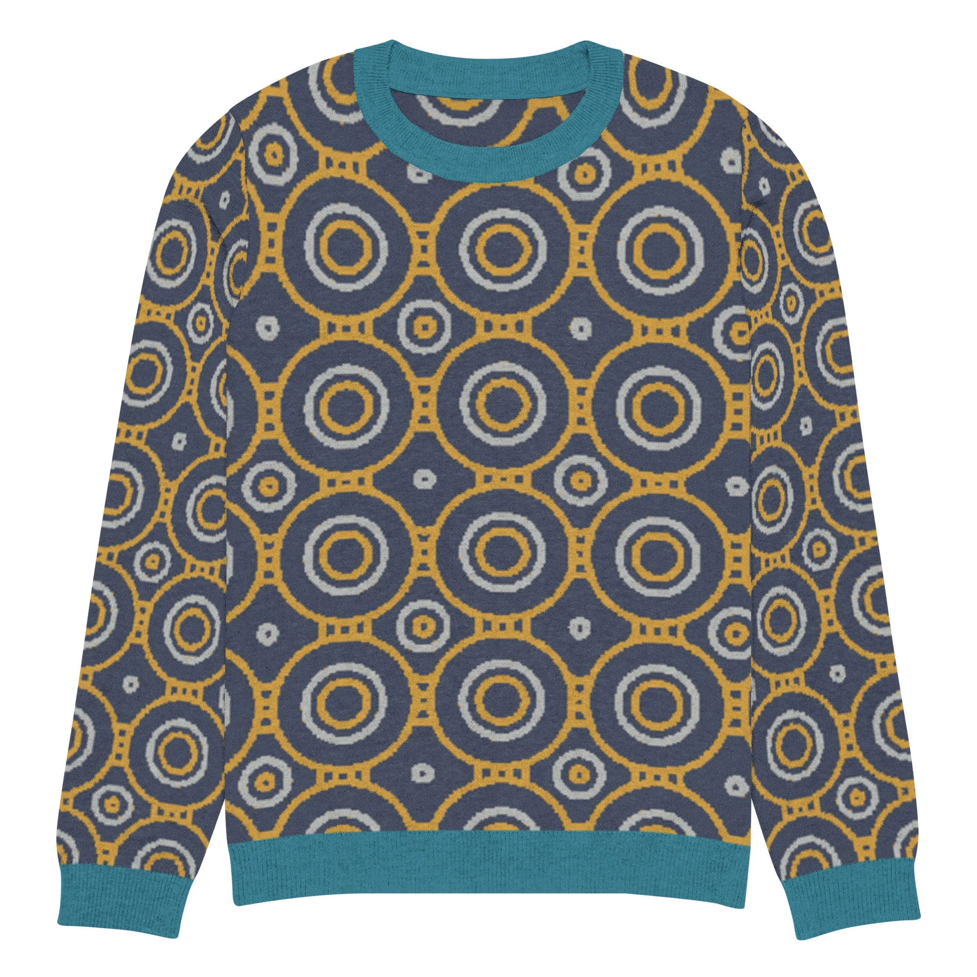 Sailor Blue Calypso Swirl Knitted Crewneck Sweater